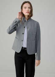 Stand Collar 4 Button Light Fleece Blazer
