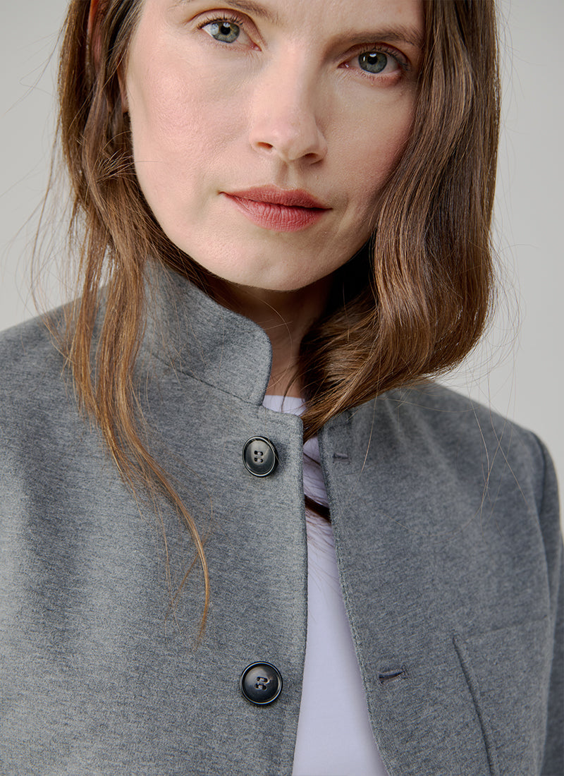 Stand Collar 4 Button Light Fleece Blazer