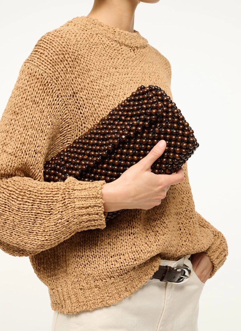 STAUD Timmy Beaded Leather Convertible Shoulder Bag