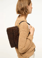 STAUD Timmy Beaded Leather Convertible Shoulder Bag