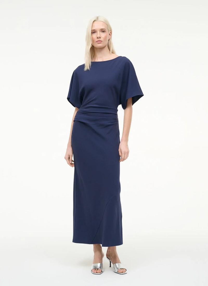 STAUD Amelie Short Sleeve Midi Dress