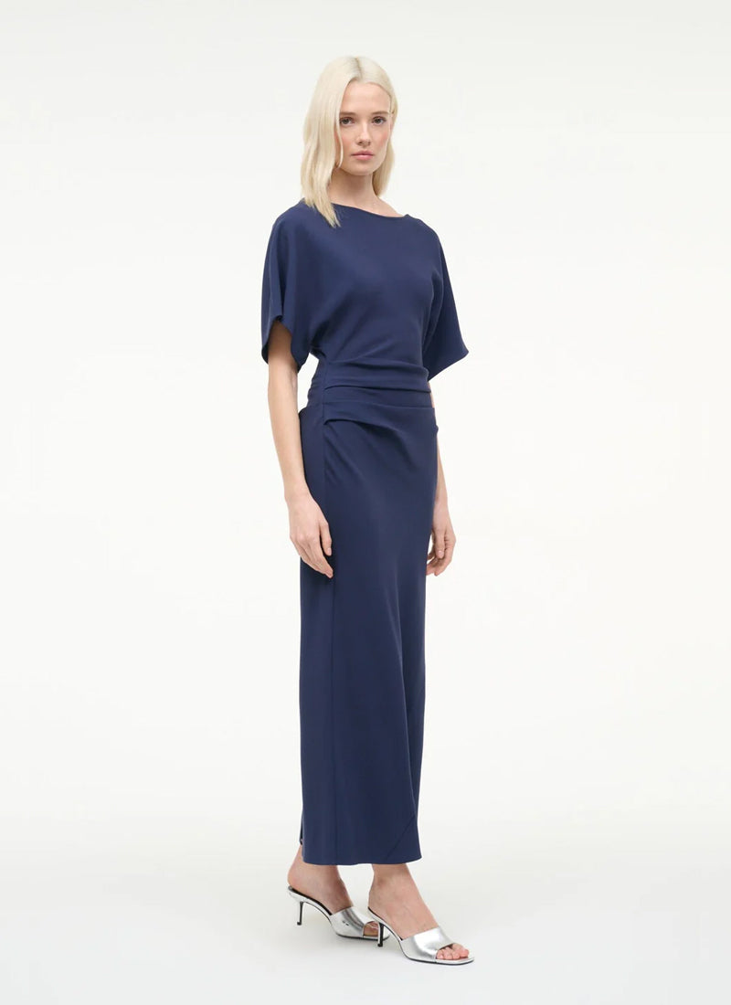 STAUD Amelie Short Sleeve Midi Dress