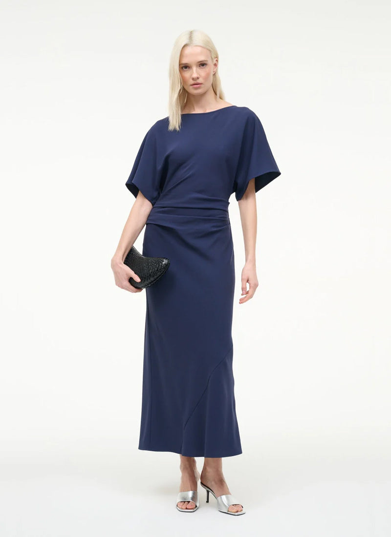 STAUD Amelie Short Sleeve Midi Dress