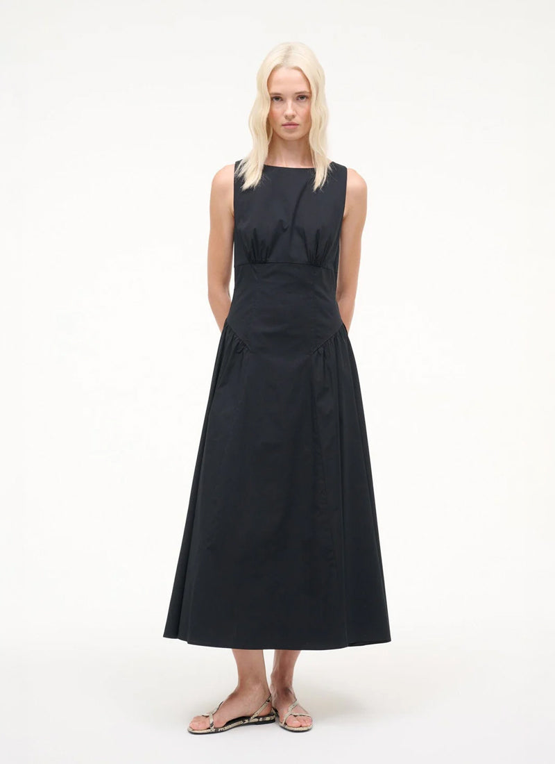 STAUD Gwen Cotton Sleeveless Midi Dress