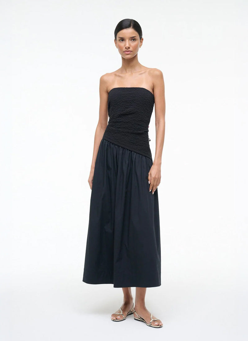 STAUD Nia Strapless Midi Dress