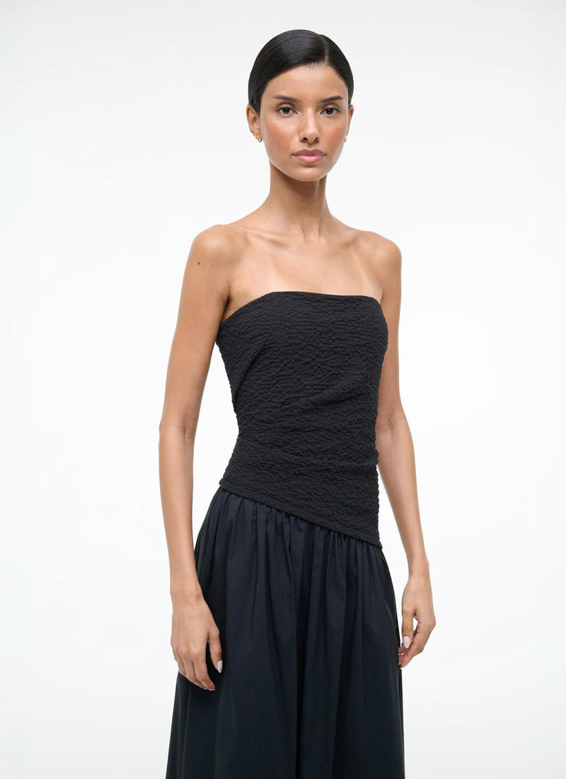 STAUD Nia Strapless Midi Dress