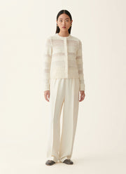 Stripe Knit Long Sleeve Short Cardigan