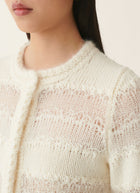 Stripe Knit Long Sleeve Short Cardigan