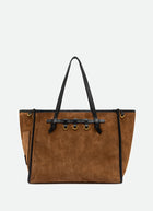 Suede Leather Trim Tote