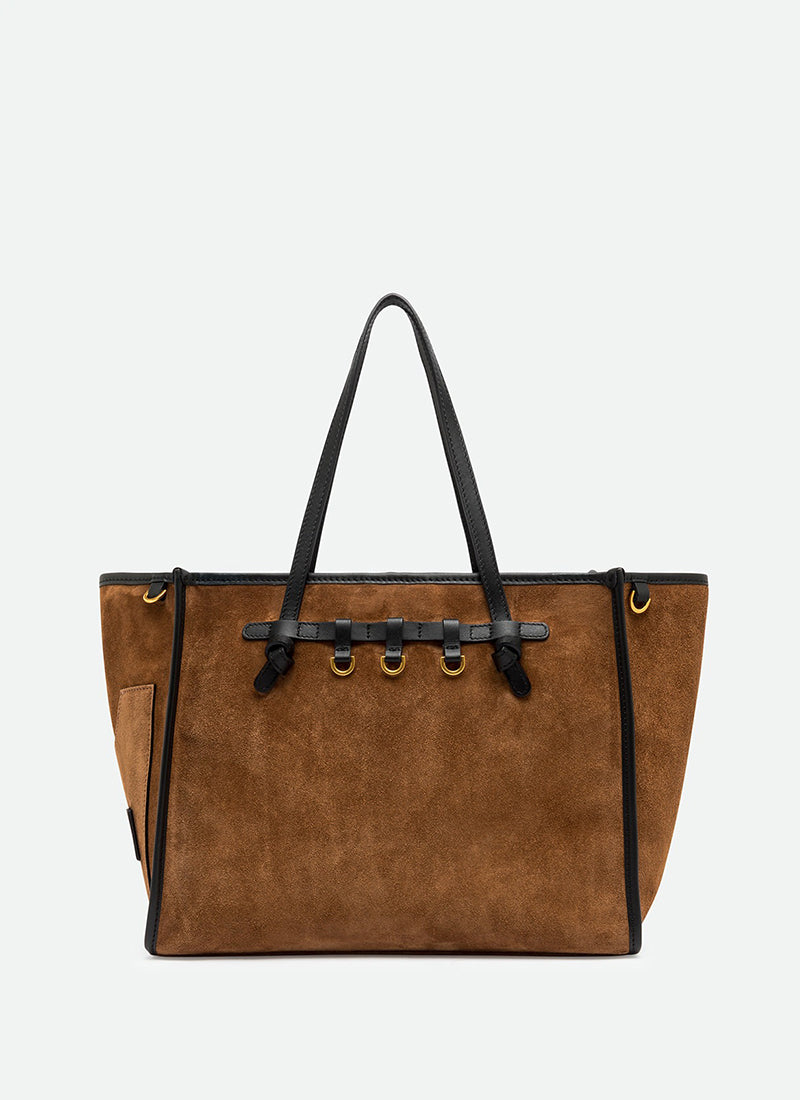 Suede Leather Trim Tote