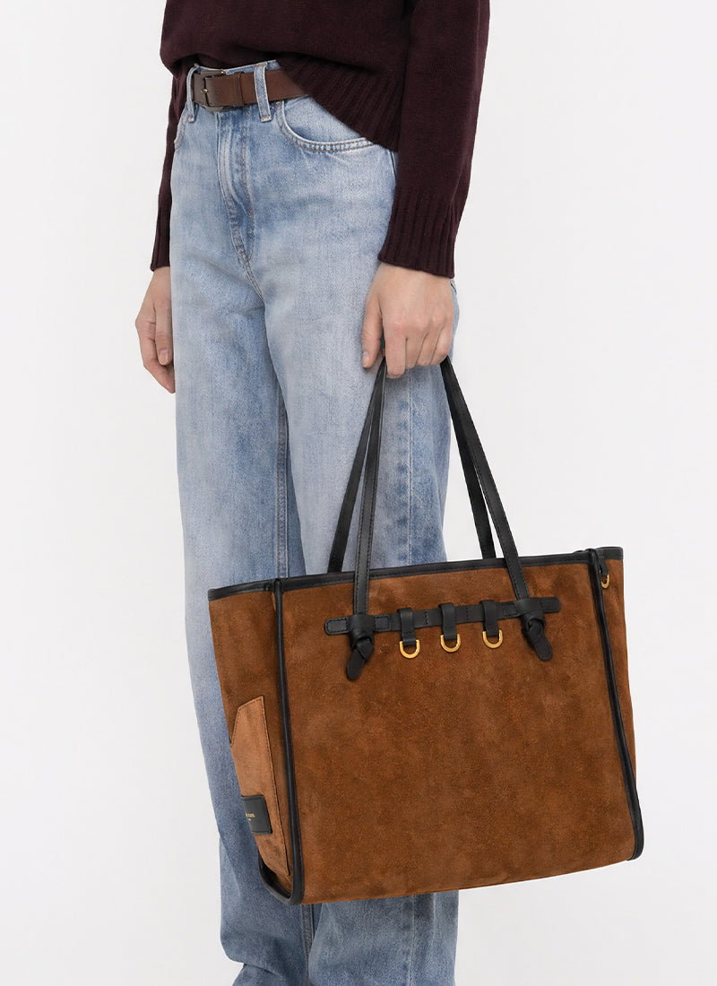 Suede Leather Trim Tote