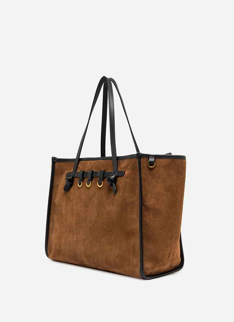 Suede Leather Trim Tote
