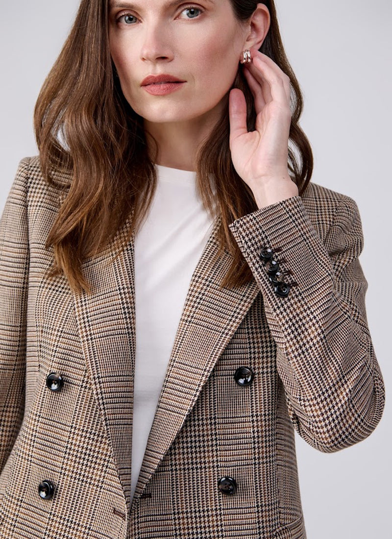 Parigi Foderata Double Breasted Houndstooth Plaid Blazer