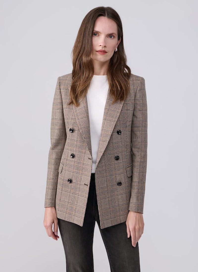 Parigi Foderata Double Breasted Houndstooth Plaid Blazer