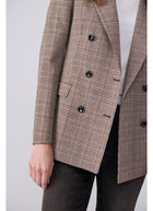 Parigi Foderata Double Breasted Houndstooth Plaid Blazer