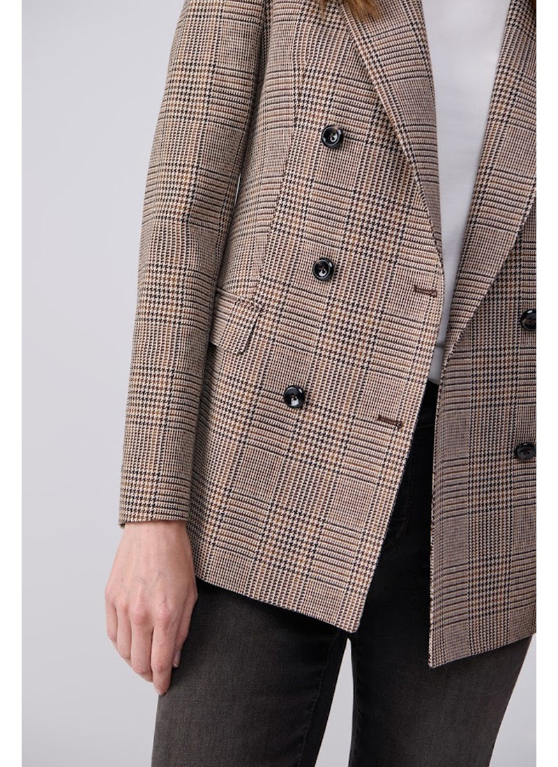 Parigi Foderata Double Breasted Houndstooth Plaid Blazer