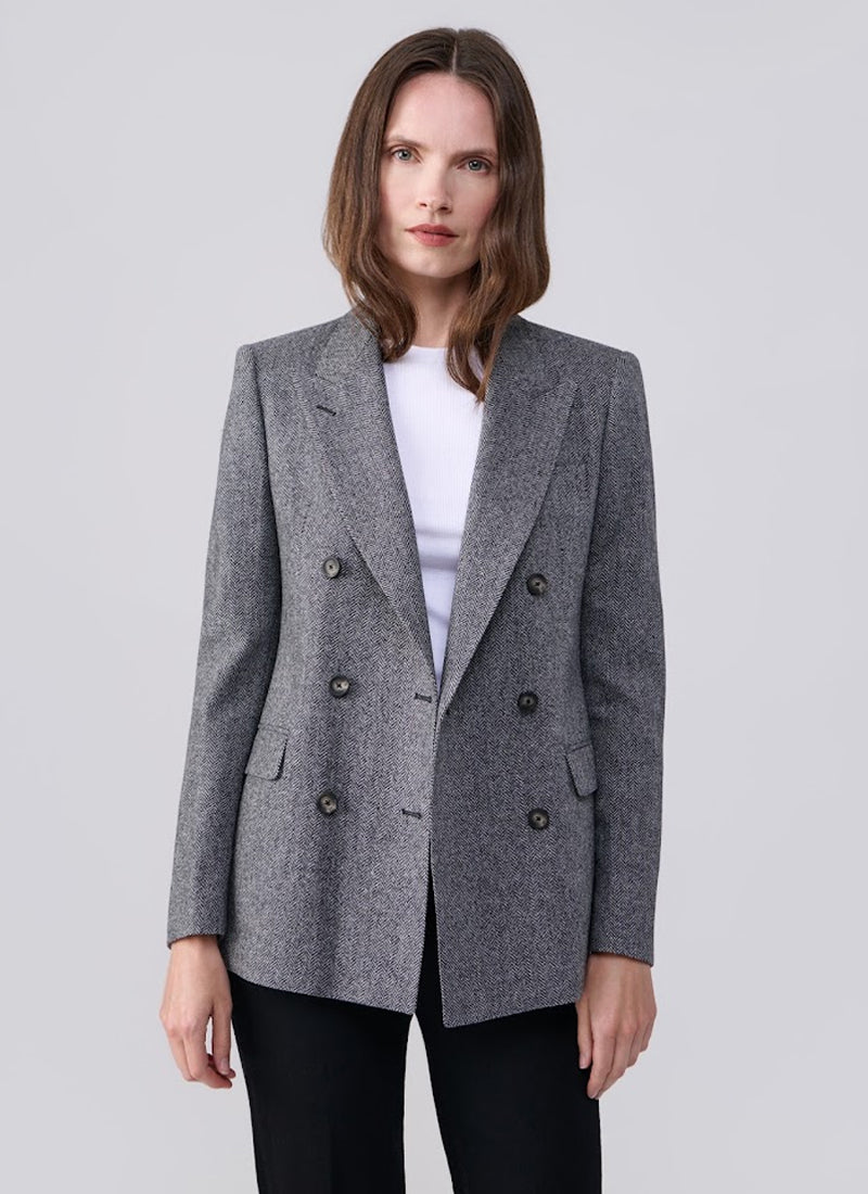 Parigi Foderata Double Breasted Herringbone Blazer