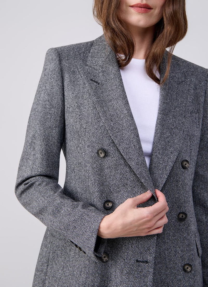 Parigi Foderata Double Breasted Herringbone Blazer