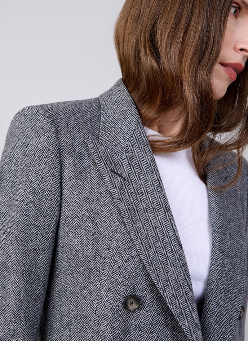 Parigi Foderata Double Breasted Herringbone Blazer