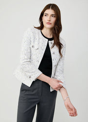Jodie Collarless Tweed Jacket