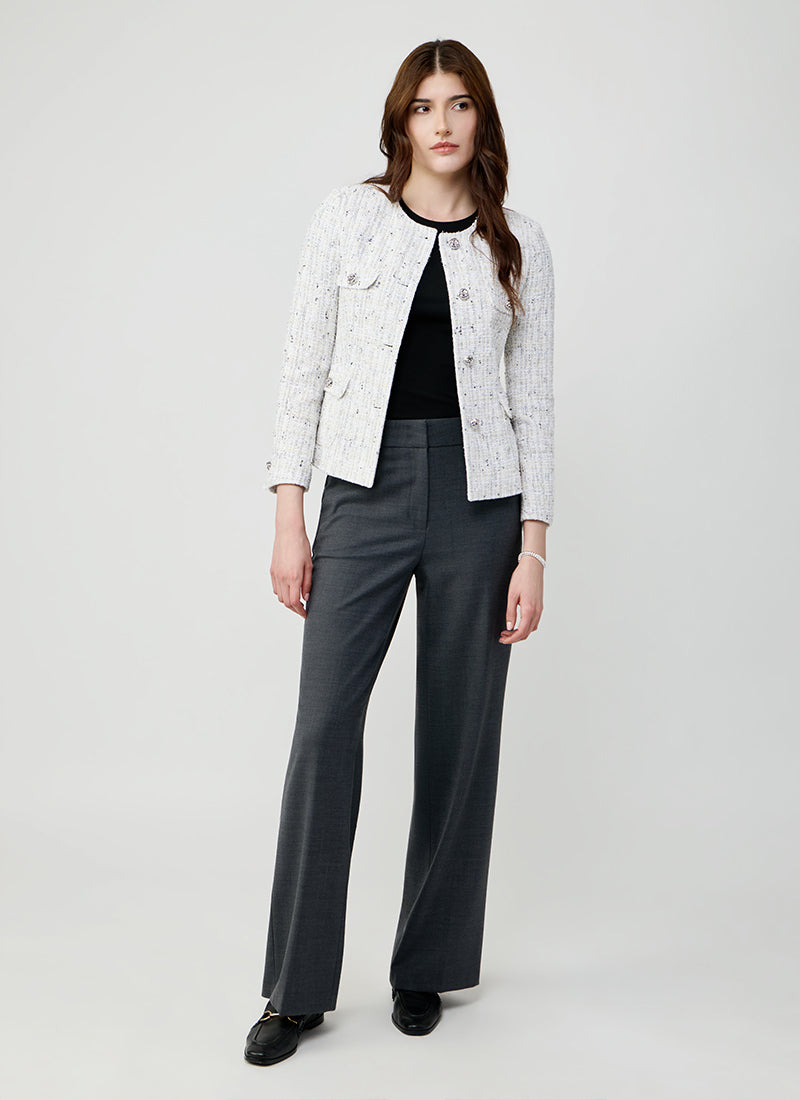 Jodie Collarless Tweed Jacket