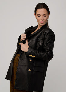  Josie Double Breasted Leather Blazer by Tagliatore at Andrews 