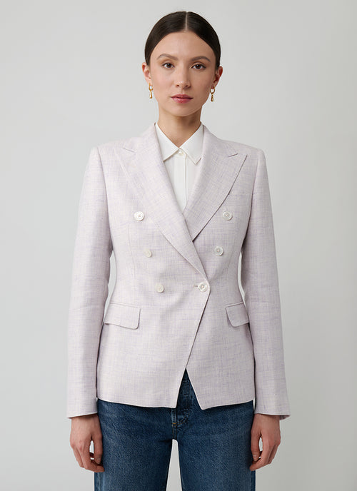 Tagliatore Alicya Double Breasted Lilac Bone Button Blazer