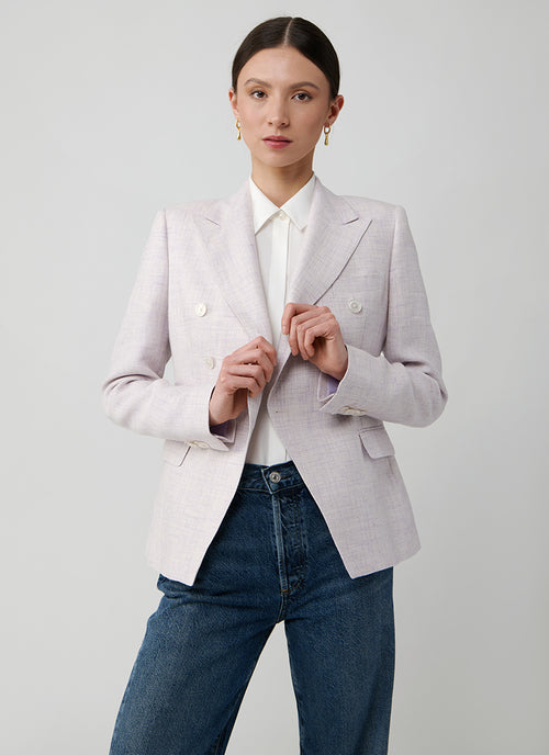Tagliatore Alicya Double Breasted Lilac Bone Button Blazer
