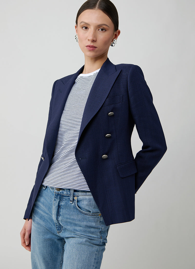 Tagliatore Alicya Double Breasted - Navy Button Blazer