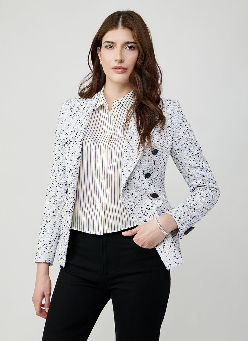 Alicya Double Breasted Boucle Blazer by Tagliatore at Andrews