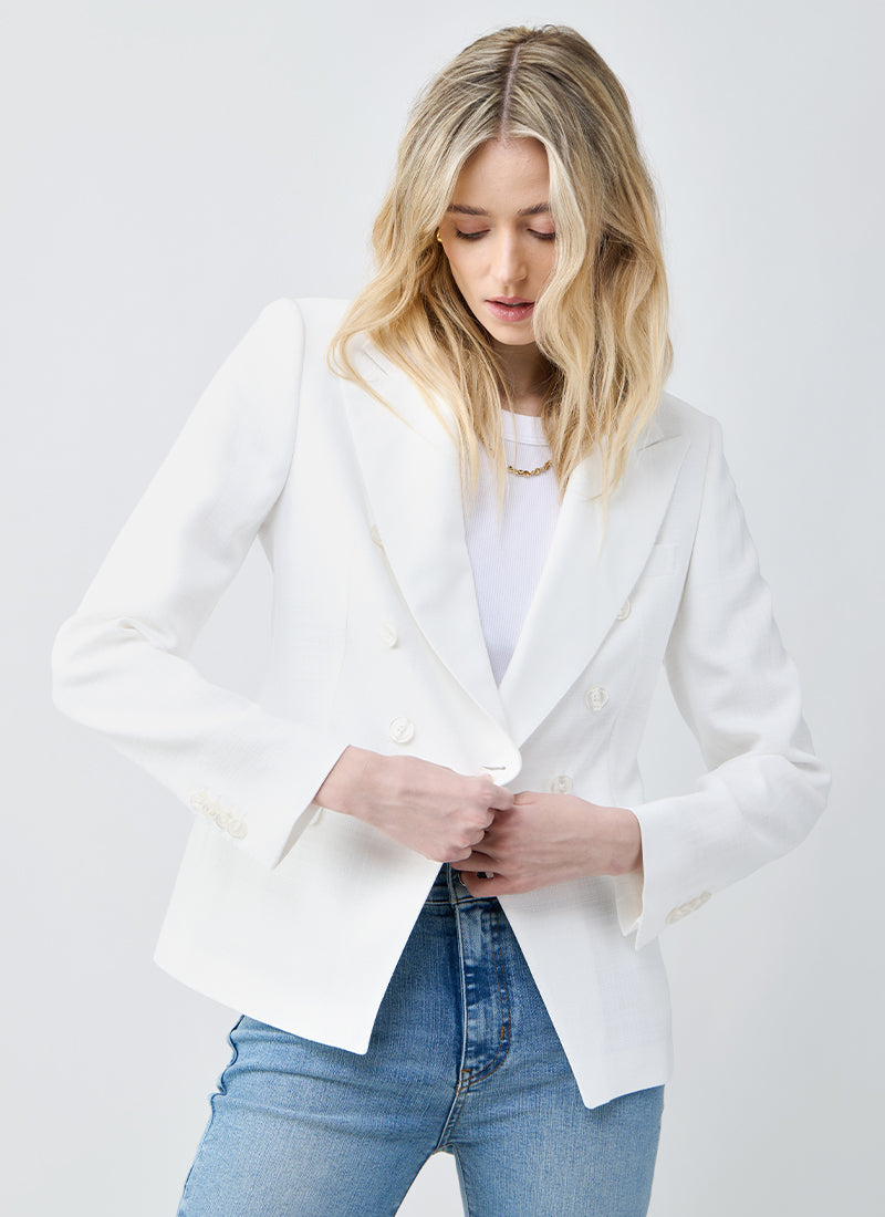 Tagliatore Alicya Double Breasted - White Button Blazer