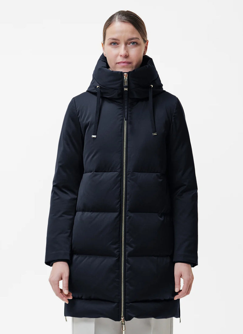 Talia Tech Wool Contrast Hood Down Coat