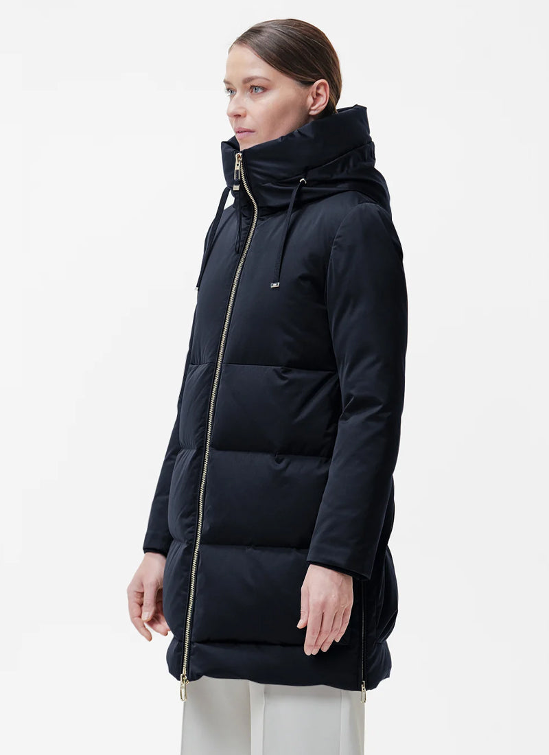 Talia Tech Wool Contrast Hood Down Coat