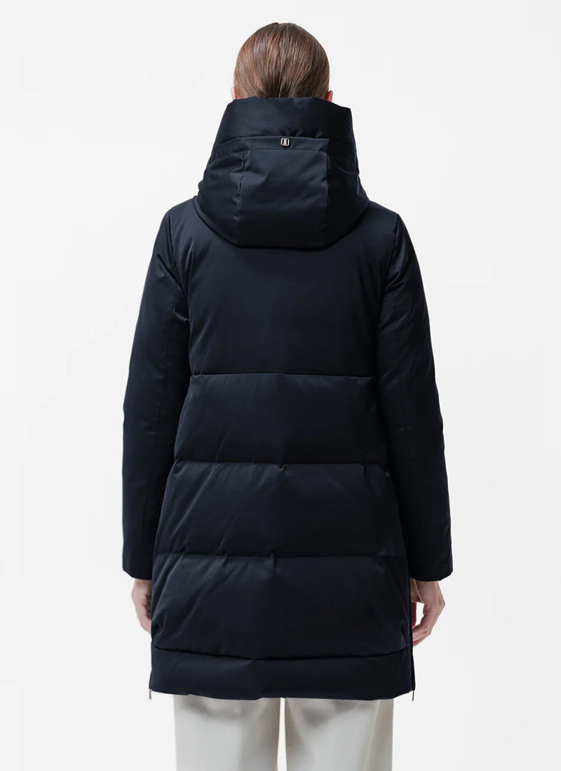 Talia Tech Wool Contrast Hood Down Coat