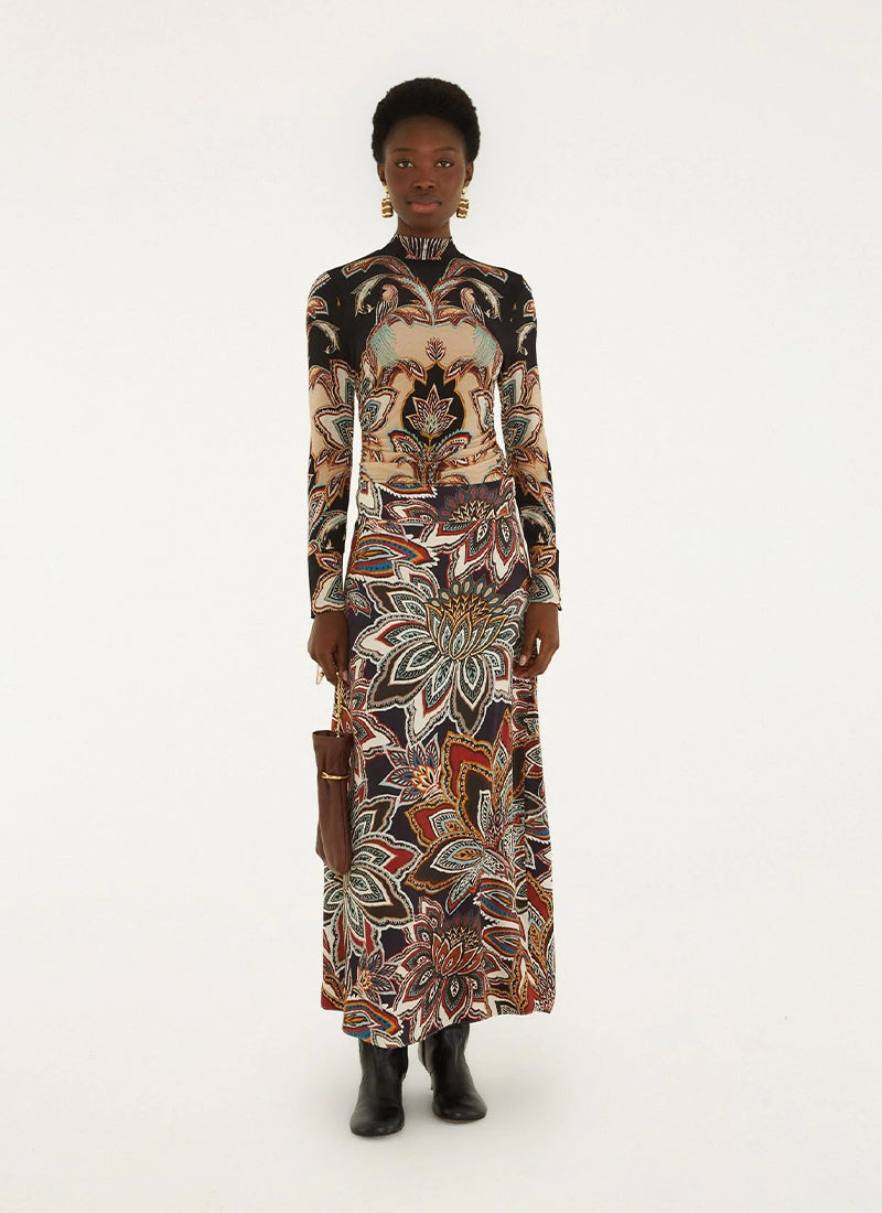 Tapestry Print Maxi Skirt