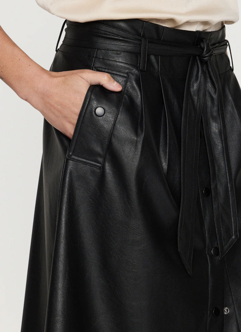 Brochu Walker The Teagan Vegan Leather Belted Skirt