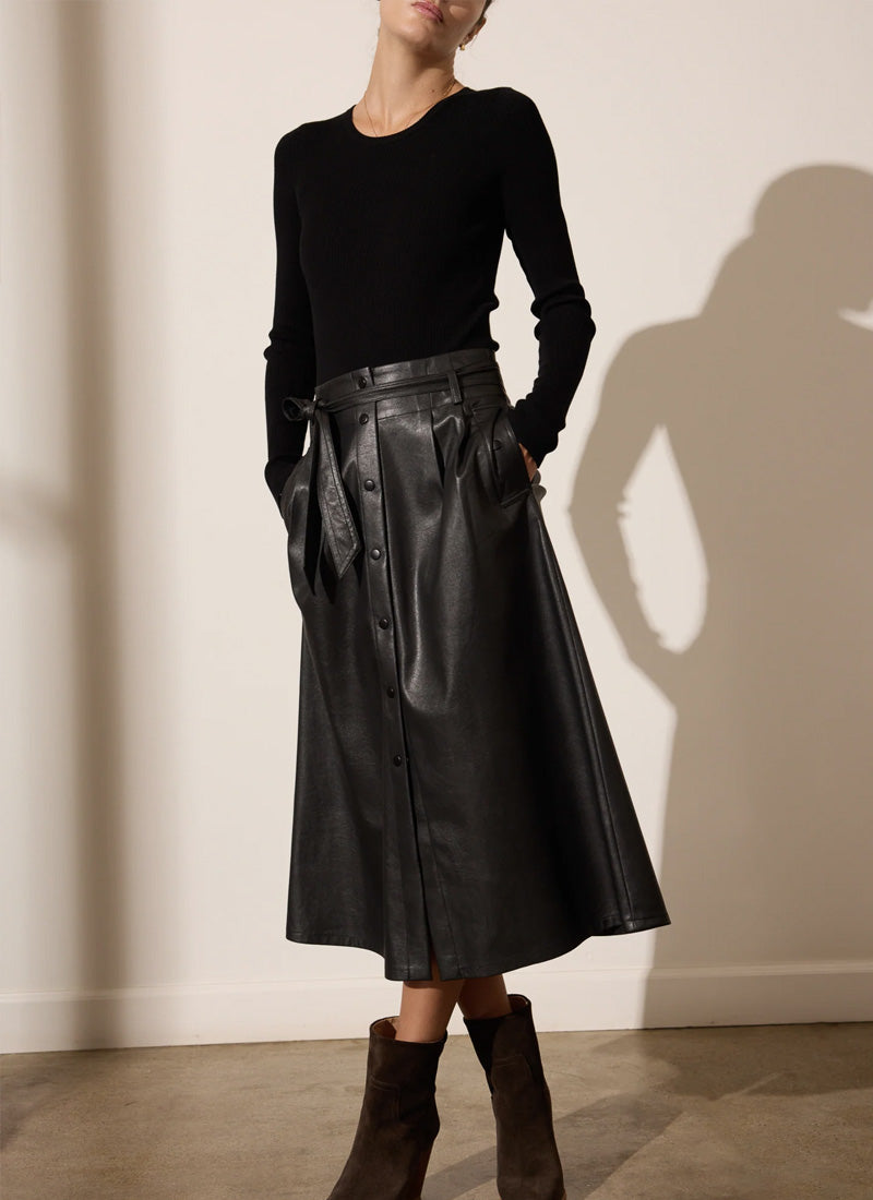 Brochu Walker The Teagan Vegan Leather Belted Skirt