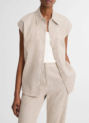 Vince Ticking Stripe Cap Sleeve Blouse