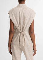Vince Ticking Stripe Cap Sleeve Blouse