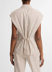 Vince Ticking Stripe Cap Sleeve Blouse
