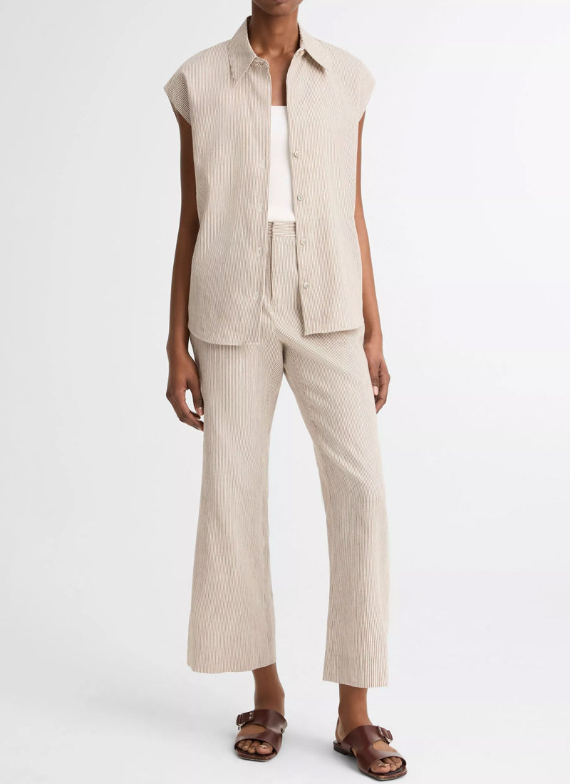 Vince Ticking Stripe Cap Sleeve Blouse