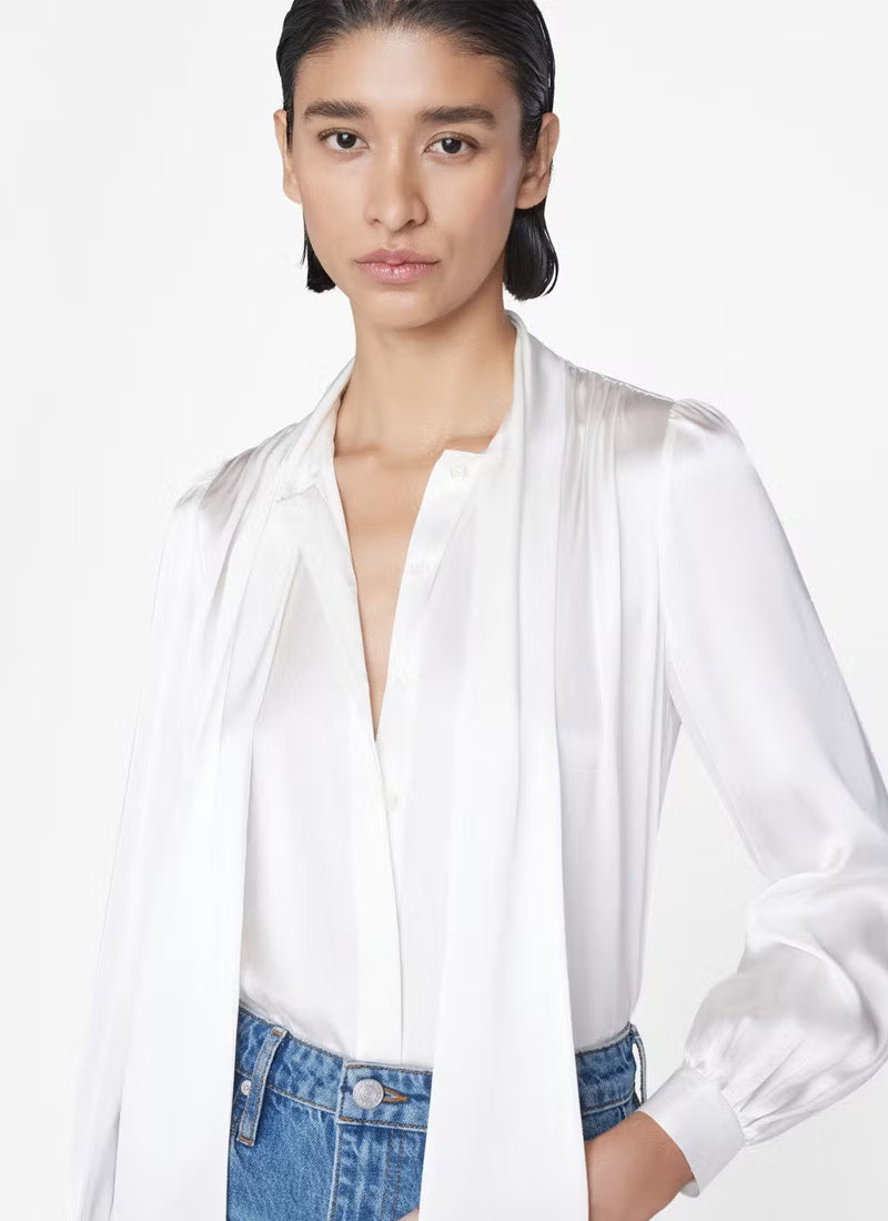 Frame Femme Tie-Neck Silk Blouse