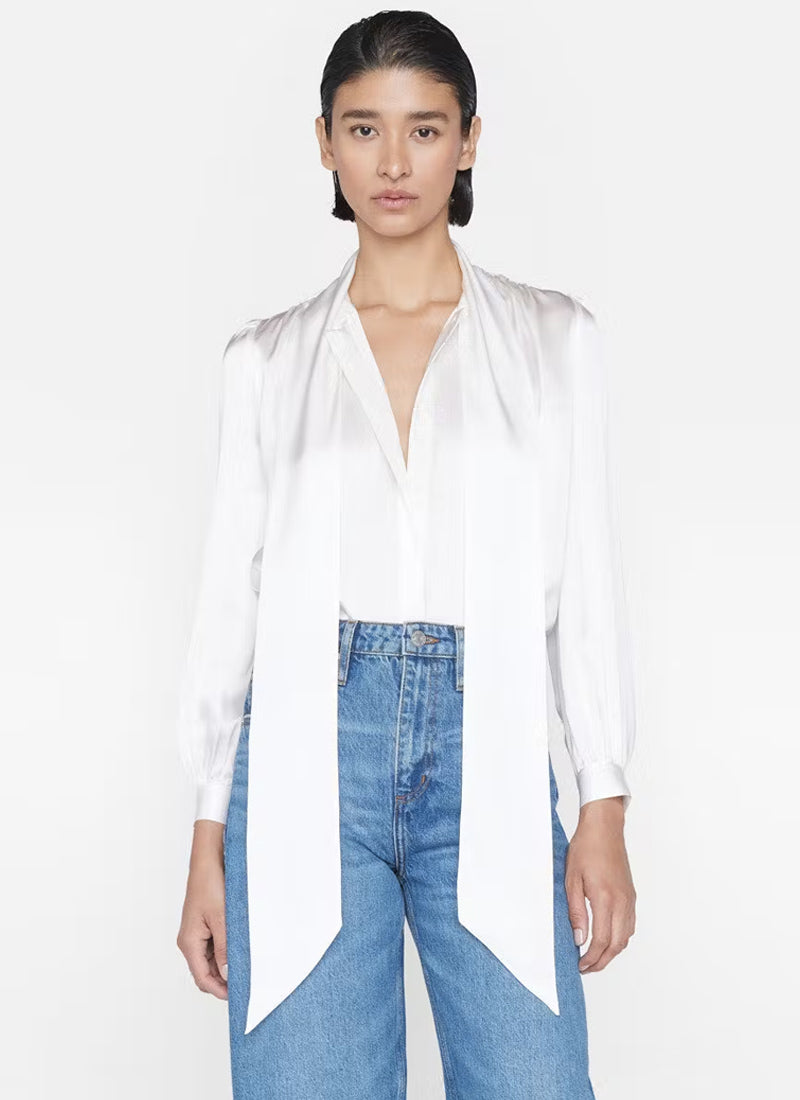 Frame Femme Tie-Neck Silk Blouse