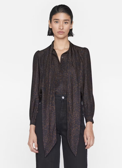 Frame Femme Tie-Neck Silk Blouse