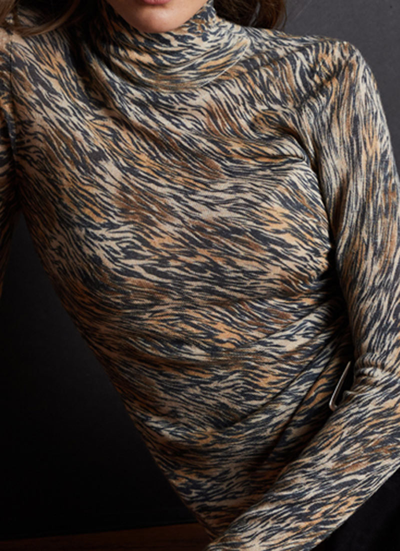 Autumn Cashmere Distressed Tiger Print Top