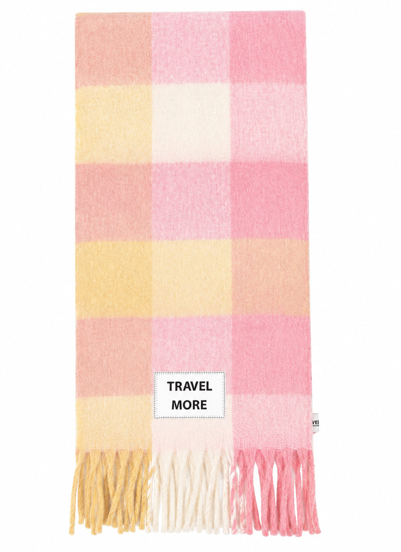 Travel More Check Fringe Scarf