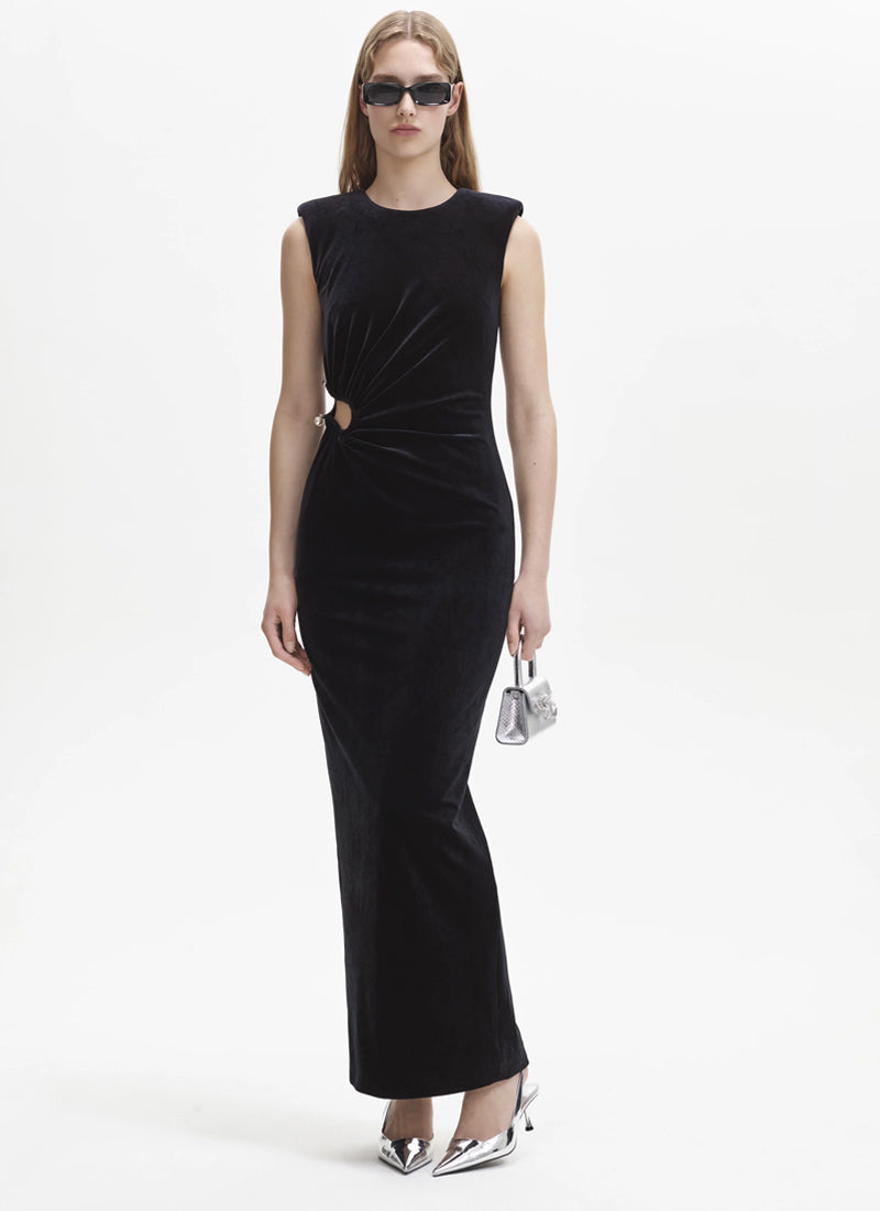 Self-Portrait Velvet Cut-Out Maxi Dress