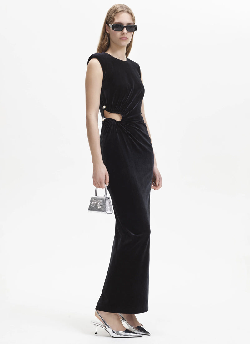 Self-Portrait Velvet Cut-Out Maxi Dress