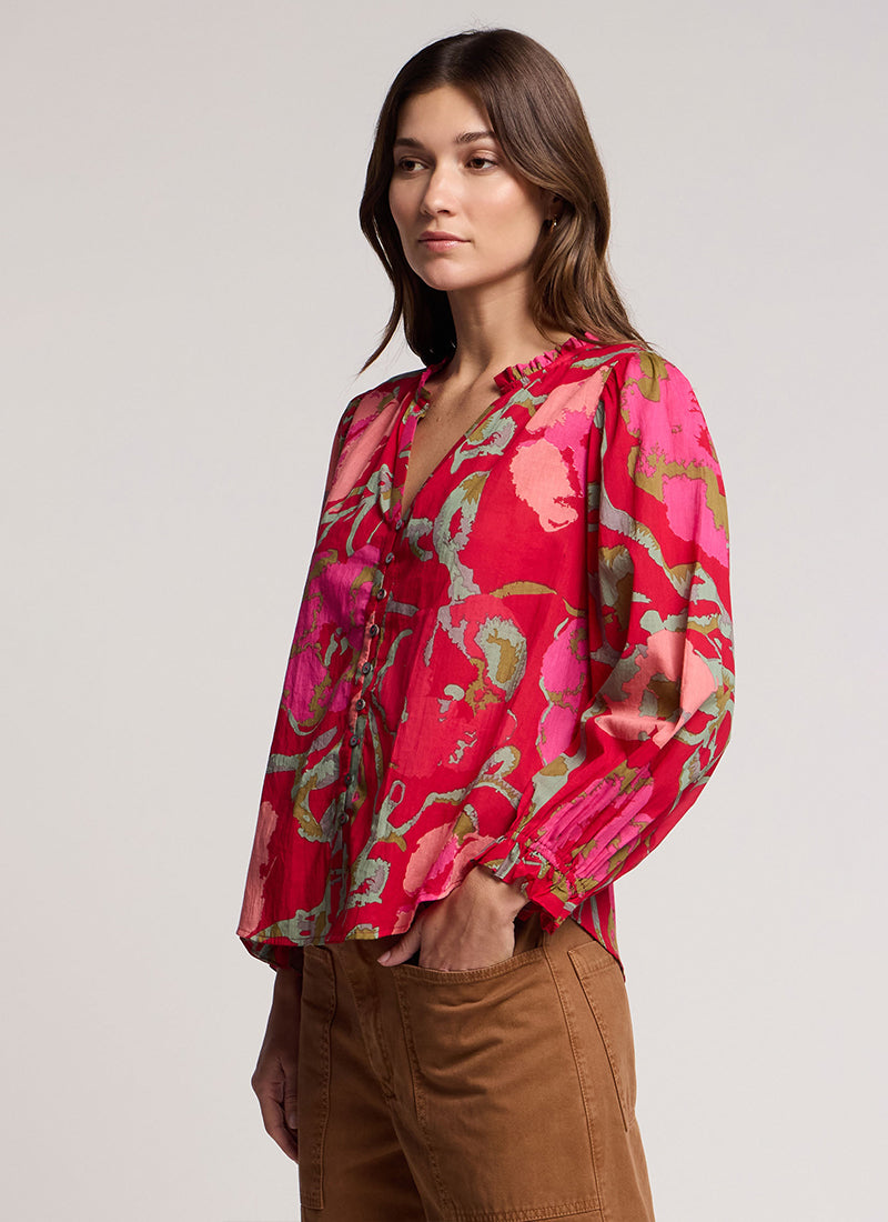 Velvet Avena Printed Rose Vines Top