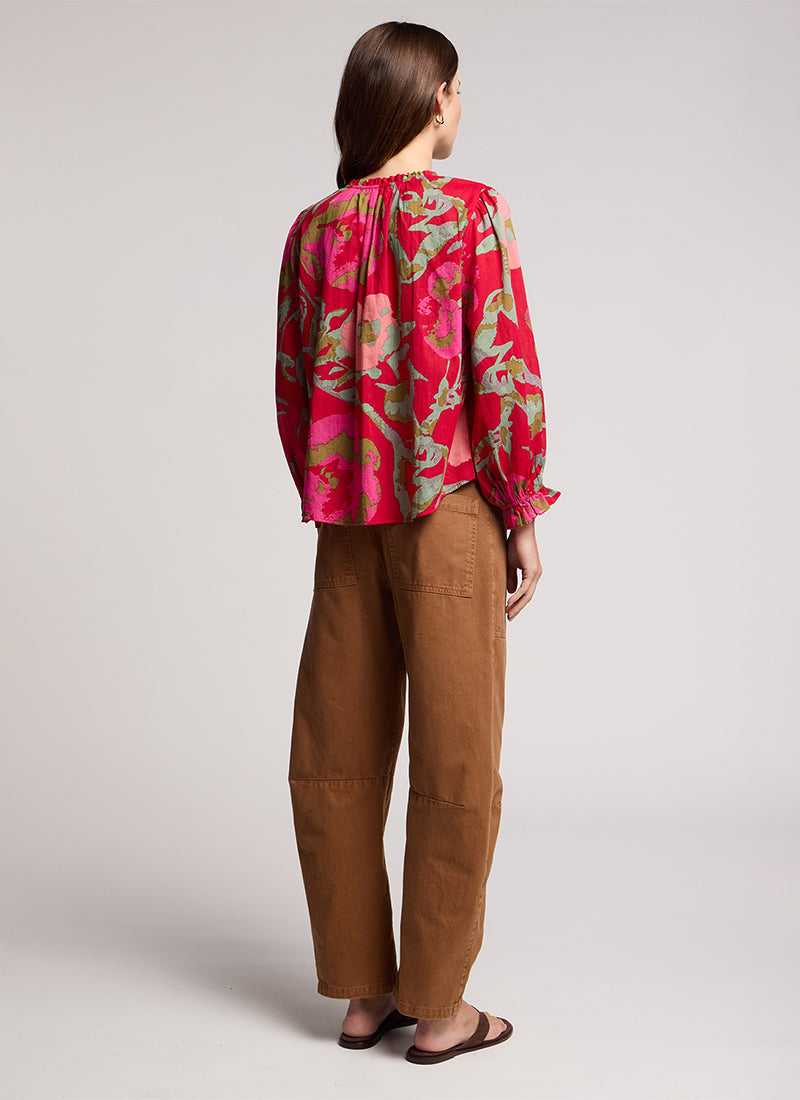 Velvet Avena Printed Rose Vines Top